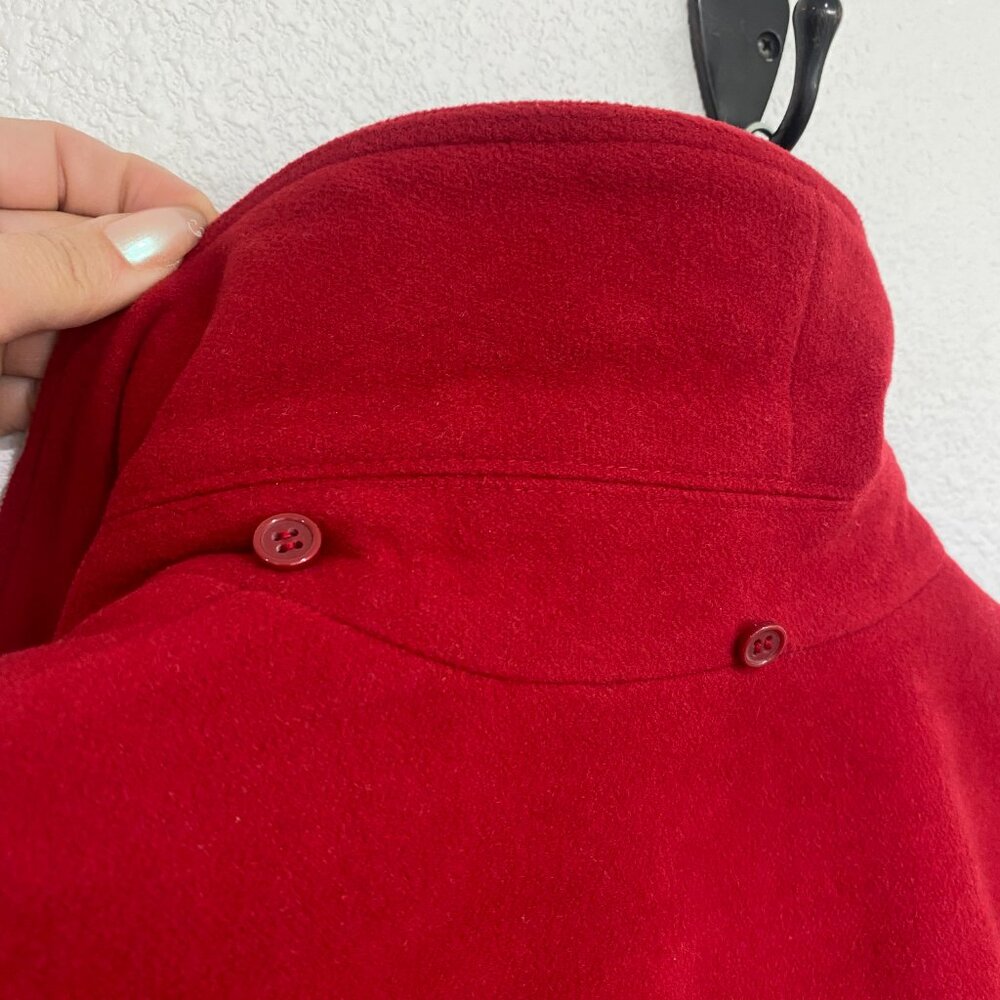 Style & Co Red Wool Blend Toggle Coat Faux Fur Hood XL - Picture 8 of 16